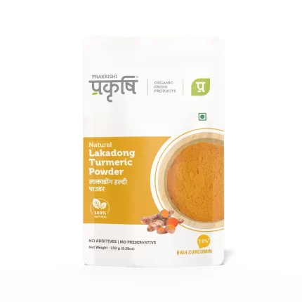 Prakrishi Lakadong Turmeric Powder from Meghalaya - 7.5% High Curcumin - 150g